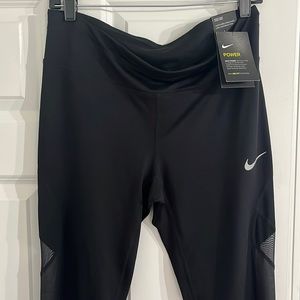 NIKE POWER running tight fit with DRI FIT tech stylish leggings 3/4 long SIZE L